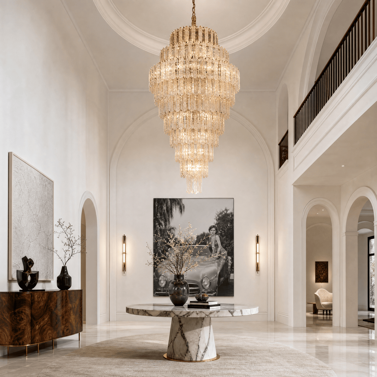 Quadro Glass Rod Crown Chandelier - Blushlighting