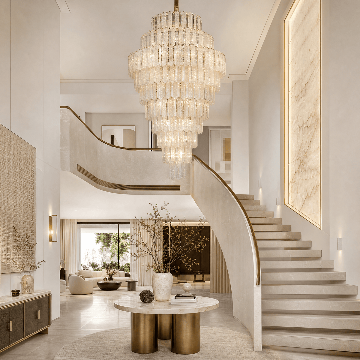 Quadro Glass Rod Crown Chandelier - Blushlighting
