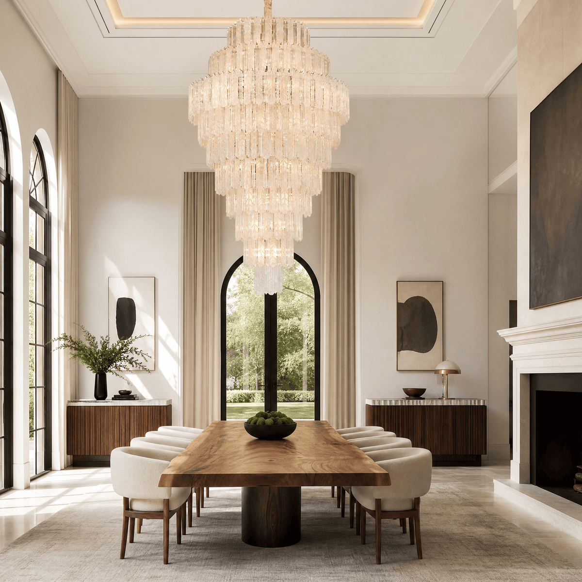 Quadro Glass Rod Crown Chandelier - Blushlighting