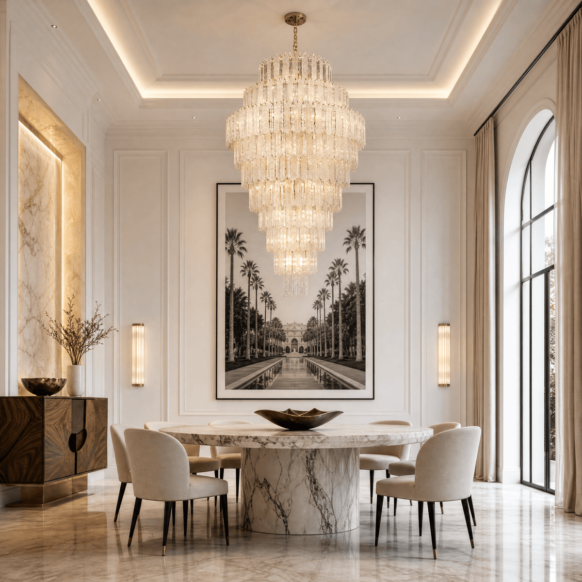 Quadro Glass Rod Crown Chandelier - Blushlighting