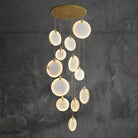 Queenie Alabaster disc Long Round chandelier For Loft - 1-LightBlushlighting