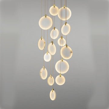 Queenie Alabaster disc Long Round chandelier For Loft - 15-Lights 31"Blushlighting