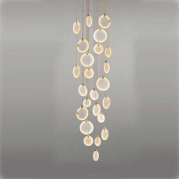 Queenie Alabaster disc Long Round chandelier For Loft - 24-Lights 39"Blushlighting