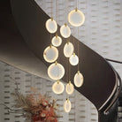 Queenie Alabaster disc Long Round chandelier For Loft - 12-Lights 23"Blushlighting