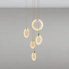 Queenie Alabaster disc Long Round chandelier For Loft - 5-Lights 13"Blushlighting