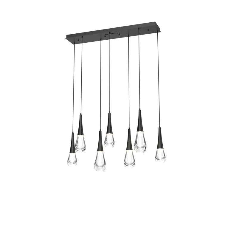 Rain 7 - Light Linear Chandelier Pendant For Living room Family room Dining Room Bedroom - GoldBlushlighting