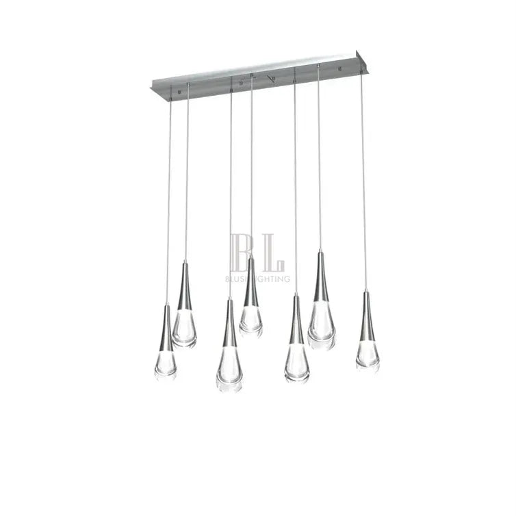 Rain 7 - Light Linear Chandelier Pendant For Living room Family room Dining Room Bedroom - SilverBlushlighting
