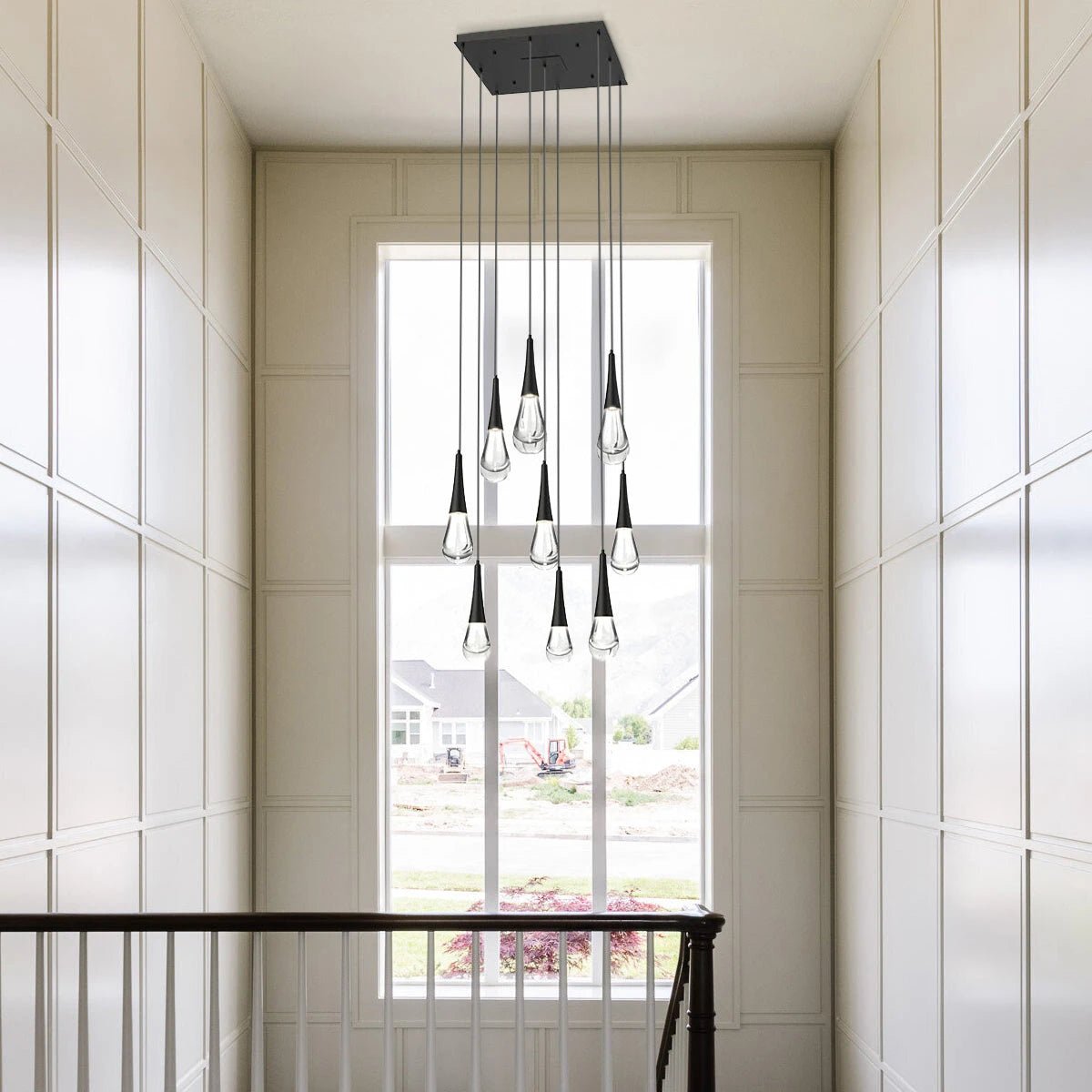 Rain 9 - Light Square Chandelier Pendant For Living room Family room Dining Room Bedroom - GoldBlushlighting