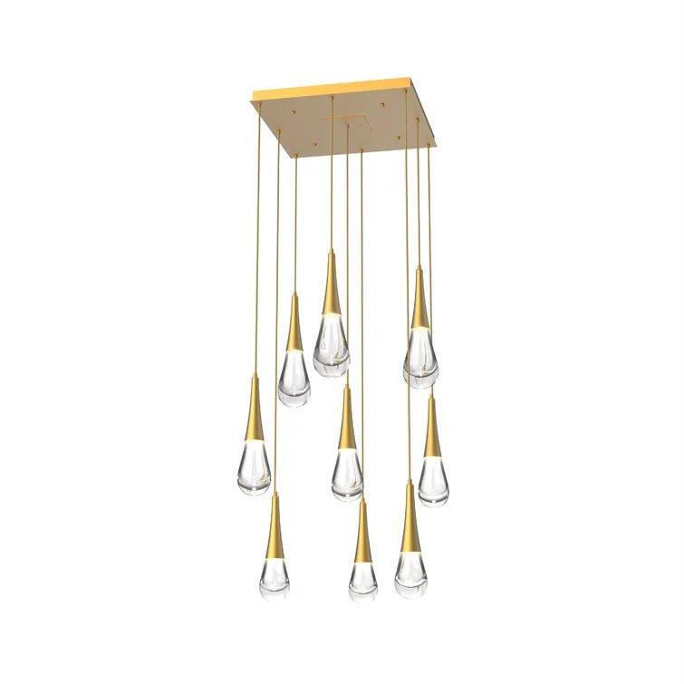 Rain 9 - Light Square Chandelier Pendant For Living room Family room Dining Room Bedroom - GoldBlushlighting