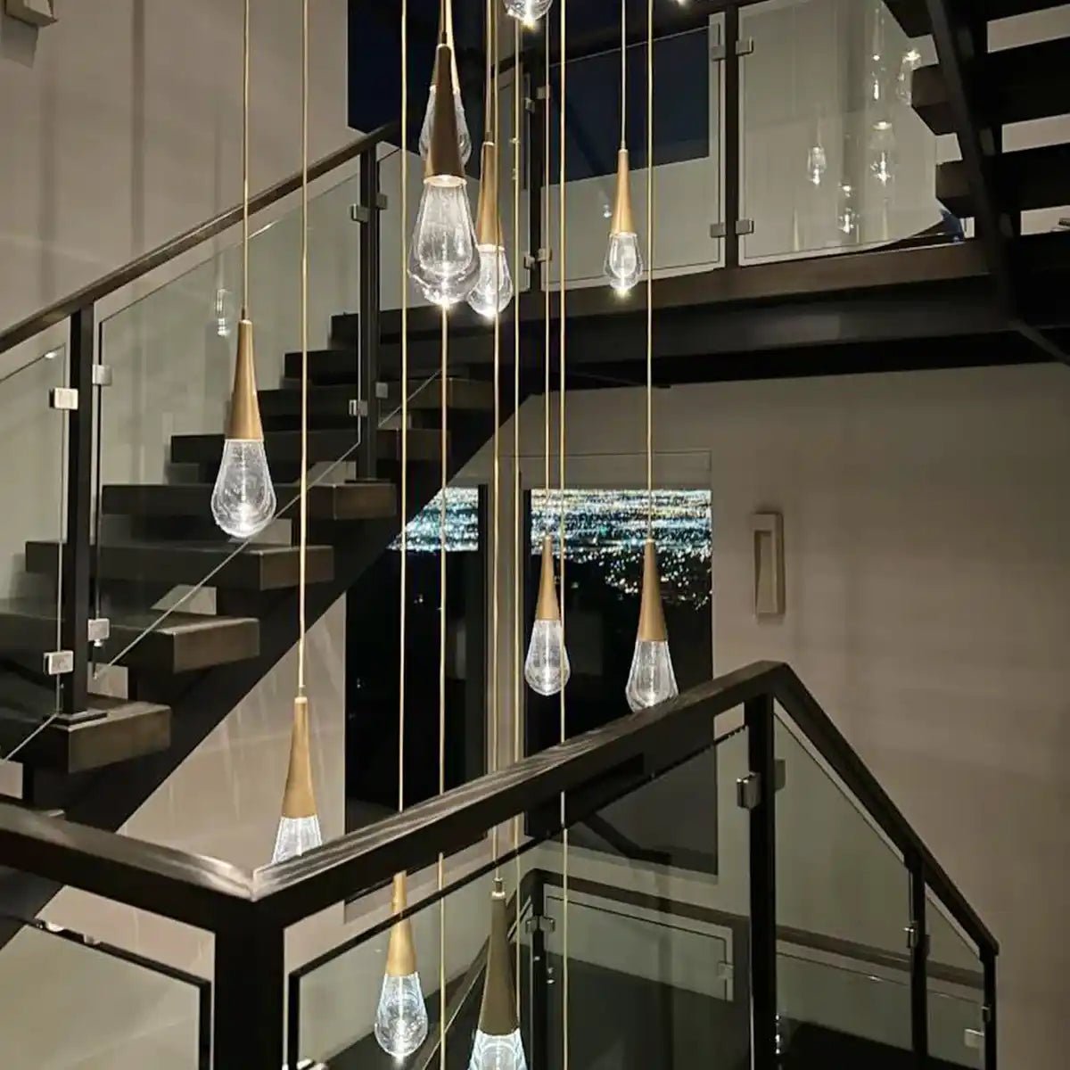 Rain 9 - Light Square Chandelier Pendant For Living room Family room Dining Room Bedroom - SilverBlushlighting