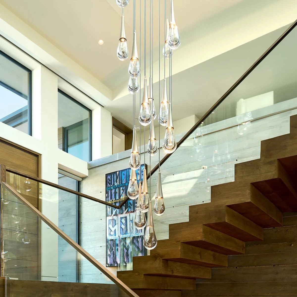 Rain 9 - Light Square Chandelier Pendant For Living room Family room Dining Room Bedroom - SilverBlushlighting