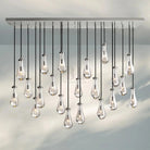 Raindrop Glass Linear Chandelier 54'' 72''-72‘’-Stain Nickel-