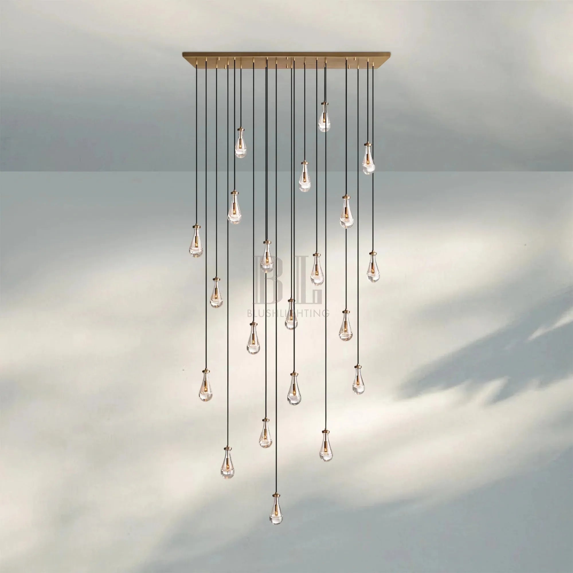 Raindrop Glass Linear Chandelier 54'' 72''-