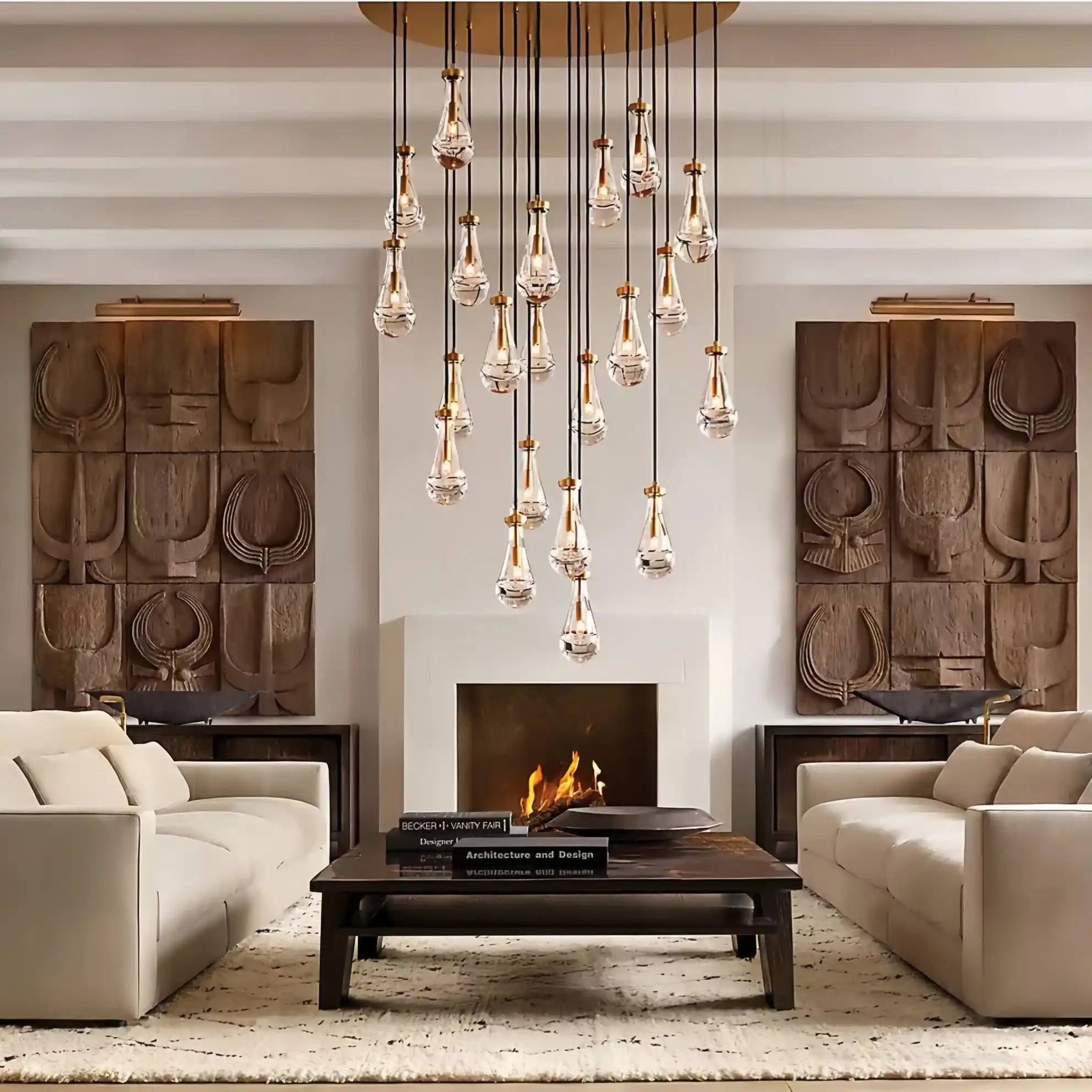 Raindrop Glass Linear Chandelier 54'' 72''-Blushlighting