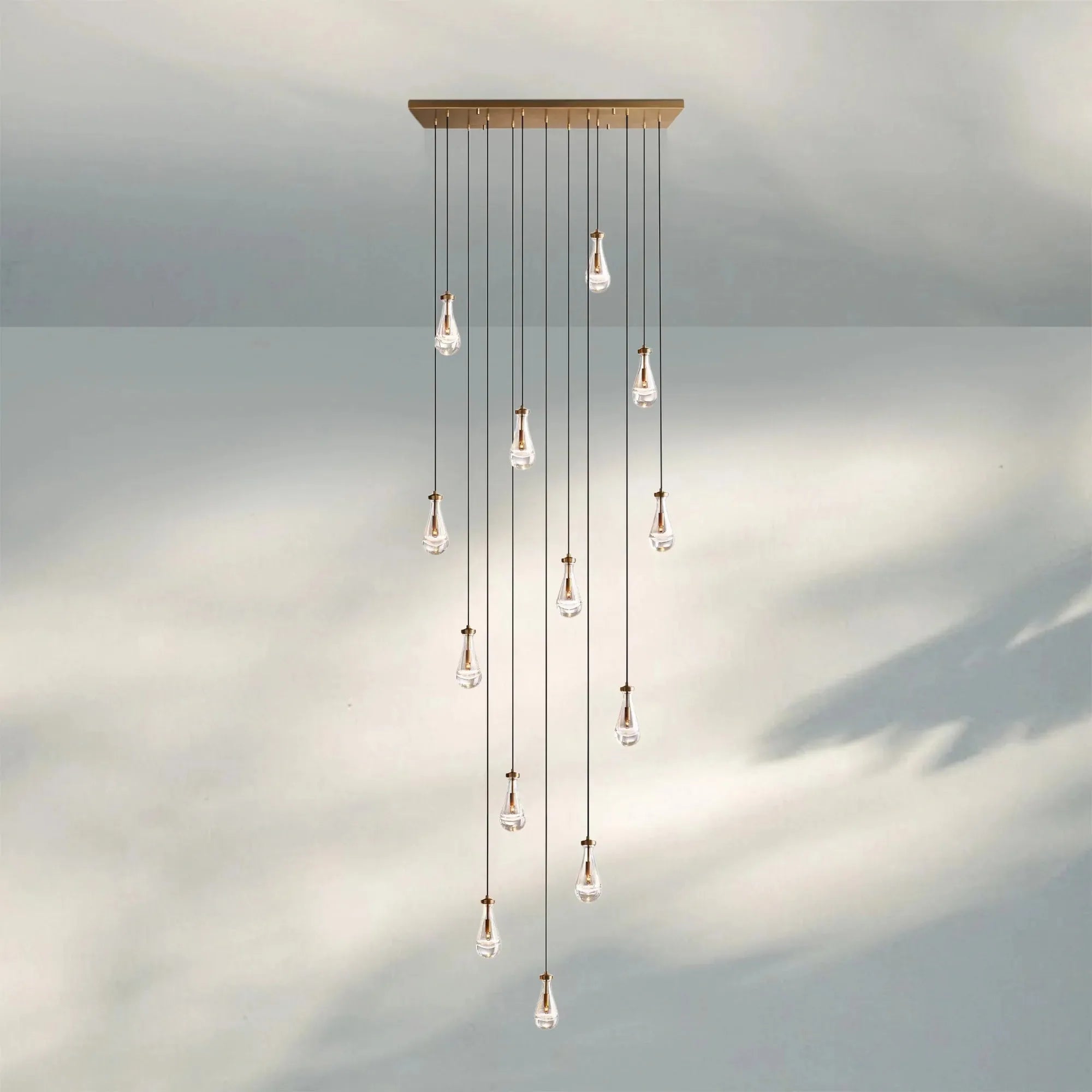 Raindrop Glass Linear Chandelier 54'' 72''-