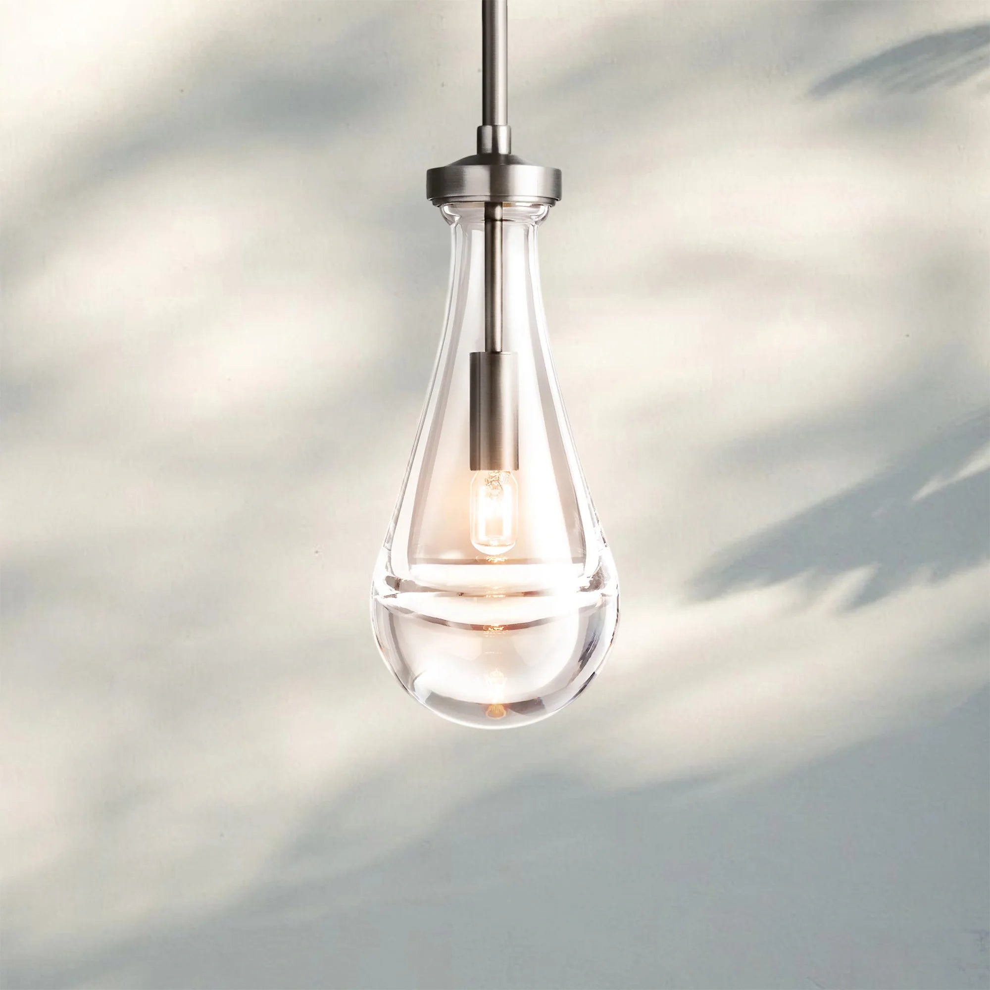 Raindrop Pendant Rod & Cord-Pendant Light For Bedroom,Pendant Light For dining room-Satin Nickel-Rod-Blushlighting