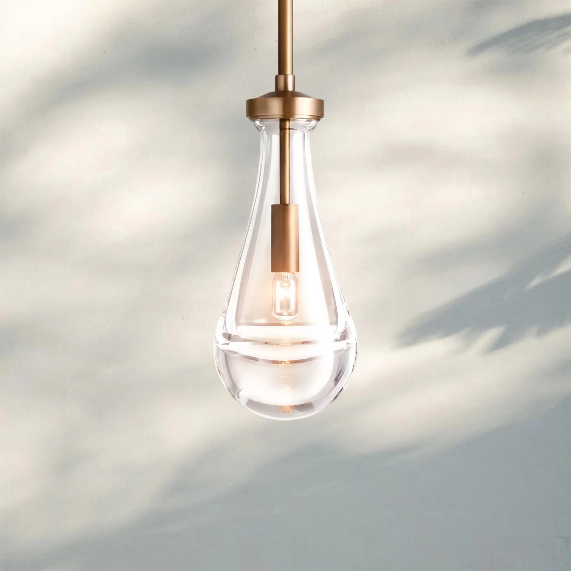 Raindrop Pendant Rod & Cord-Pendant Light For Bedroom,Pendant Light For dining room-Lacquered Brass-Rod-Blushlighting