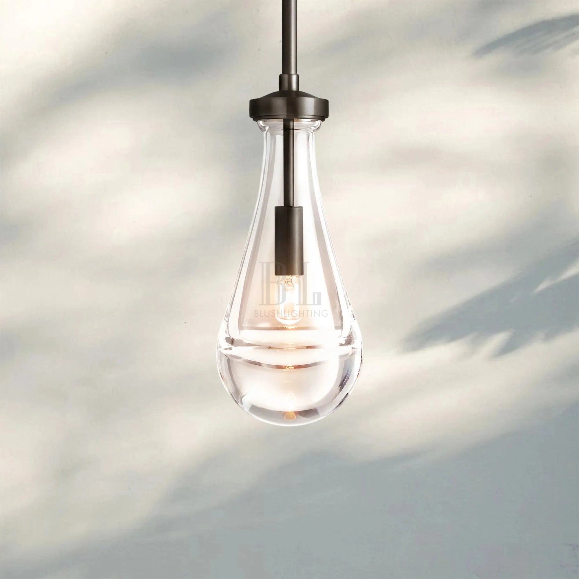 Raindrop Pendant Rod & Cord-Pendant Light For Bedroom,Pendant Light For dining room-Matte Black-Rod-Blushlighting