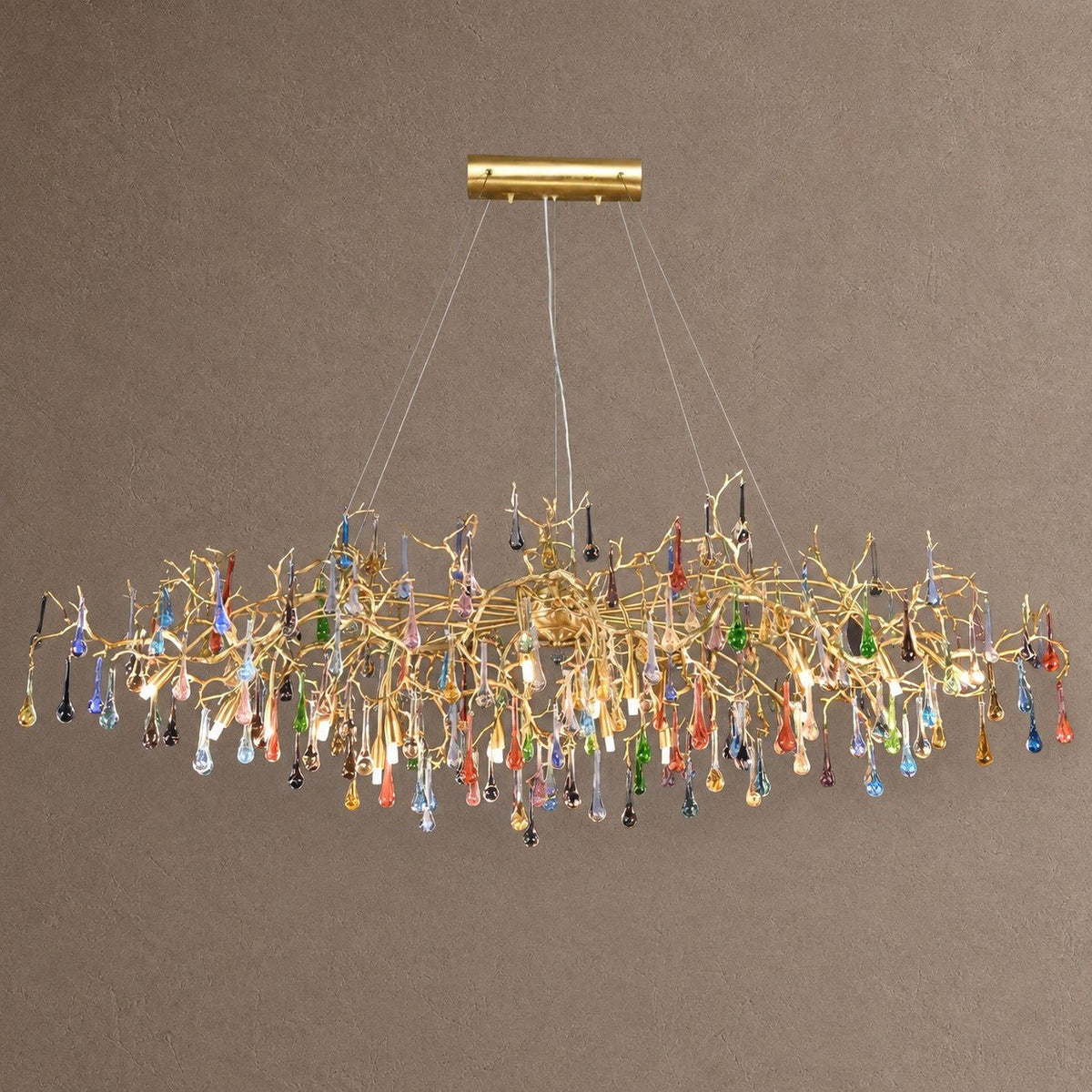 Raindrop Round Chandelier - ∅ 59.1″ x W 35.4″ x H 15.7″Brass & ColorfulBlushlighting