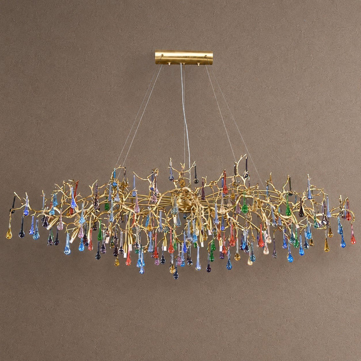 Raindrop Round Chandelier - ∅ 59.1″ x W 35.4″ x H 15.7″Brass & ColorfulBlushlighting