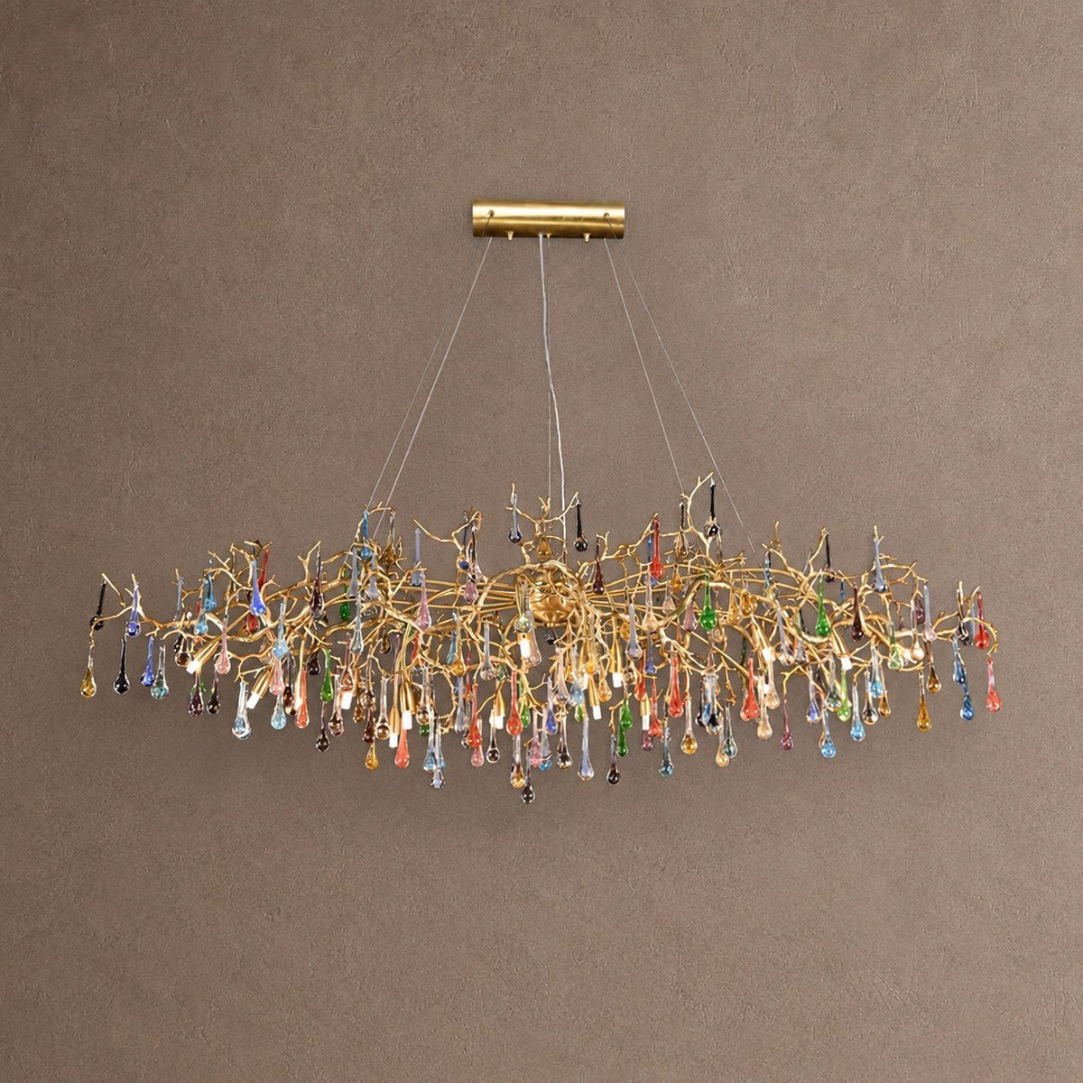 Raindrop Round Chandelier - ∅ 59.1″ x W 35.4″ x H 15.7″Brass & ColorfulBlushlighting