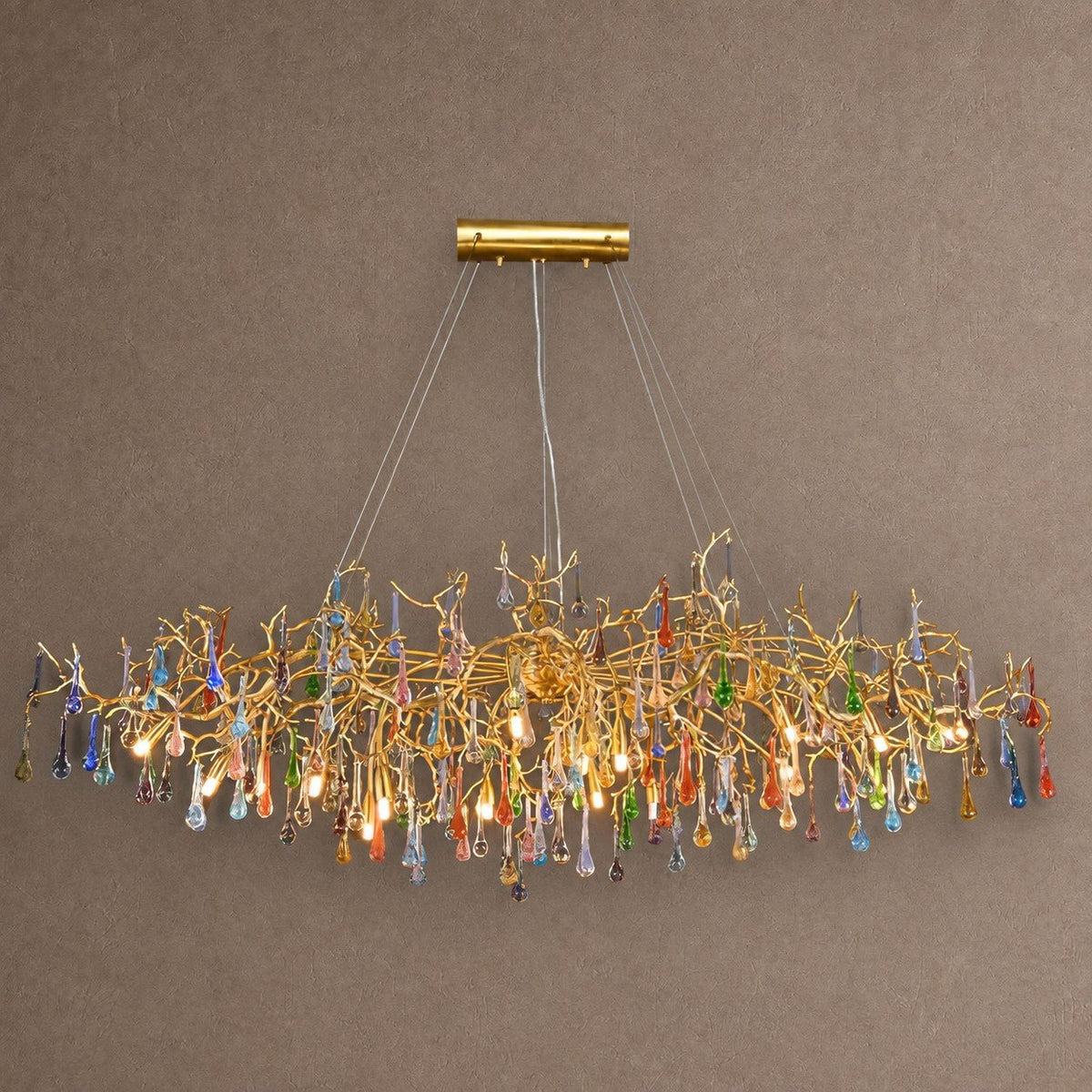Raindrop Round Chandelier - ∅ 59.1″ x W 35.4″ x H 15.7″Brass & ColorfulBlushlighting