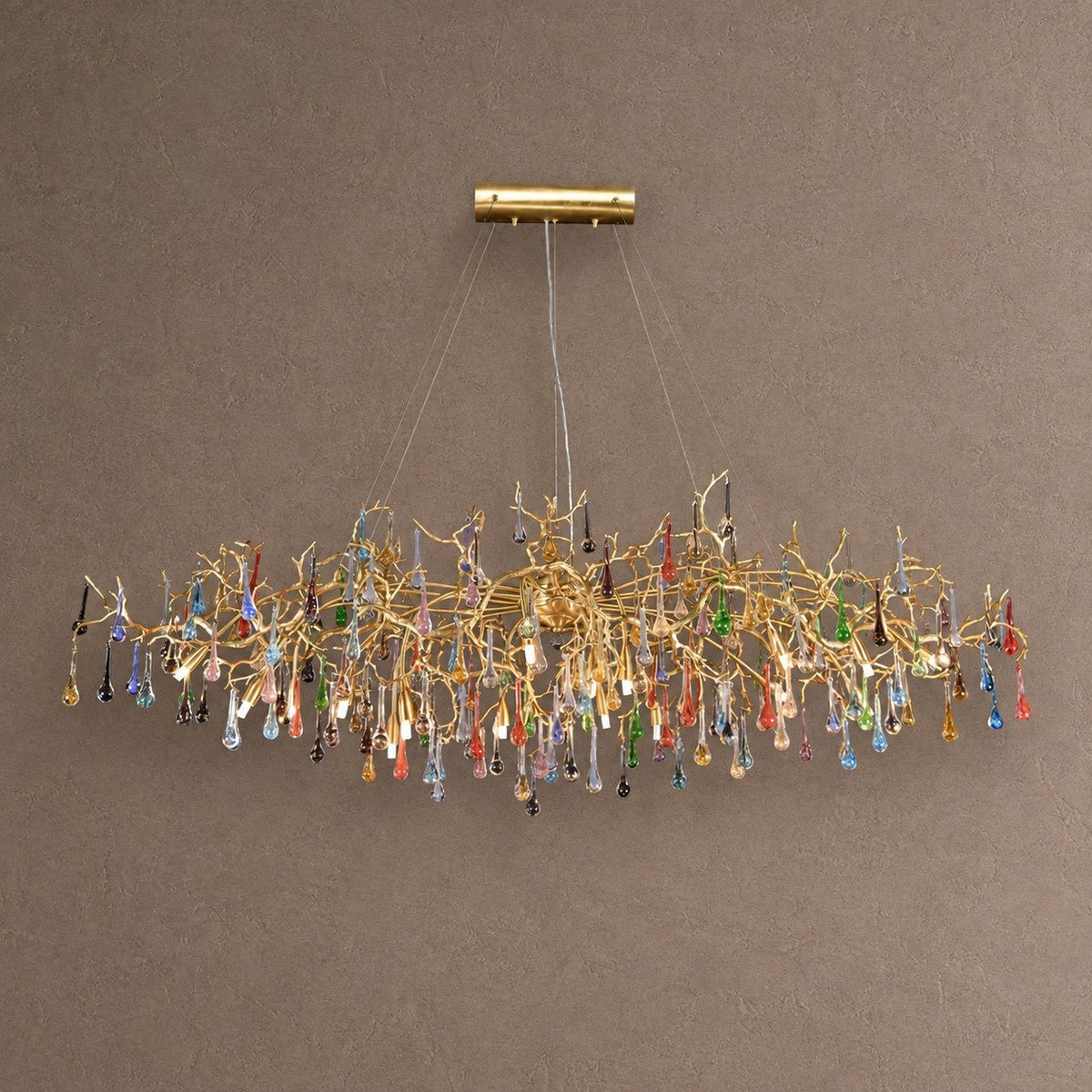 Raindrop Round Chandelier - ∅ 59.1″ x W 35.4″ x H 15.7″Brass & ColorfulBlushlighting