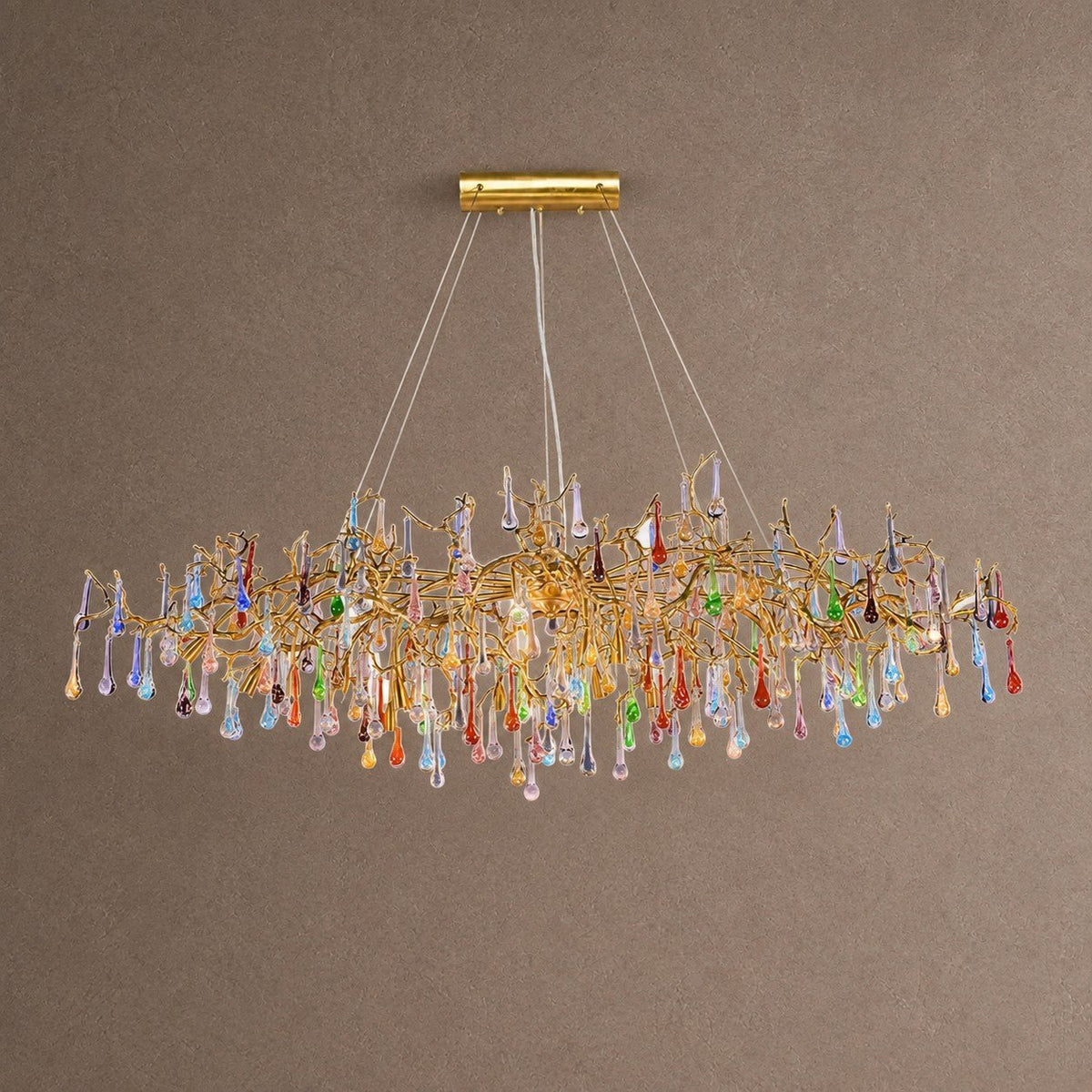Raindrop Round Chandelier - ∅ 39.4″ x W 21.7″ x H 15.7″Brass & ColorfulBlushlighting