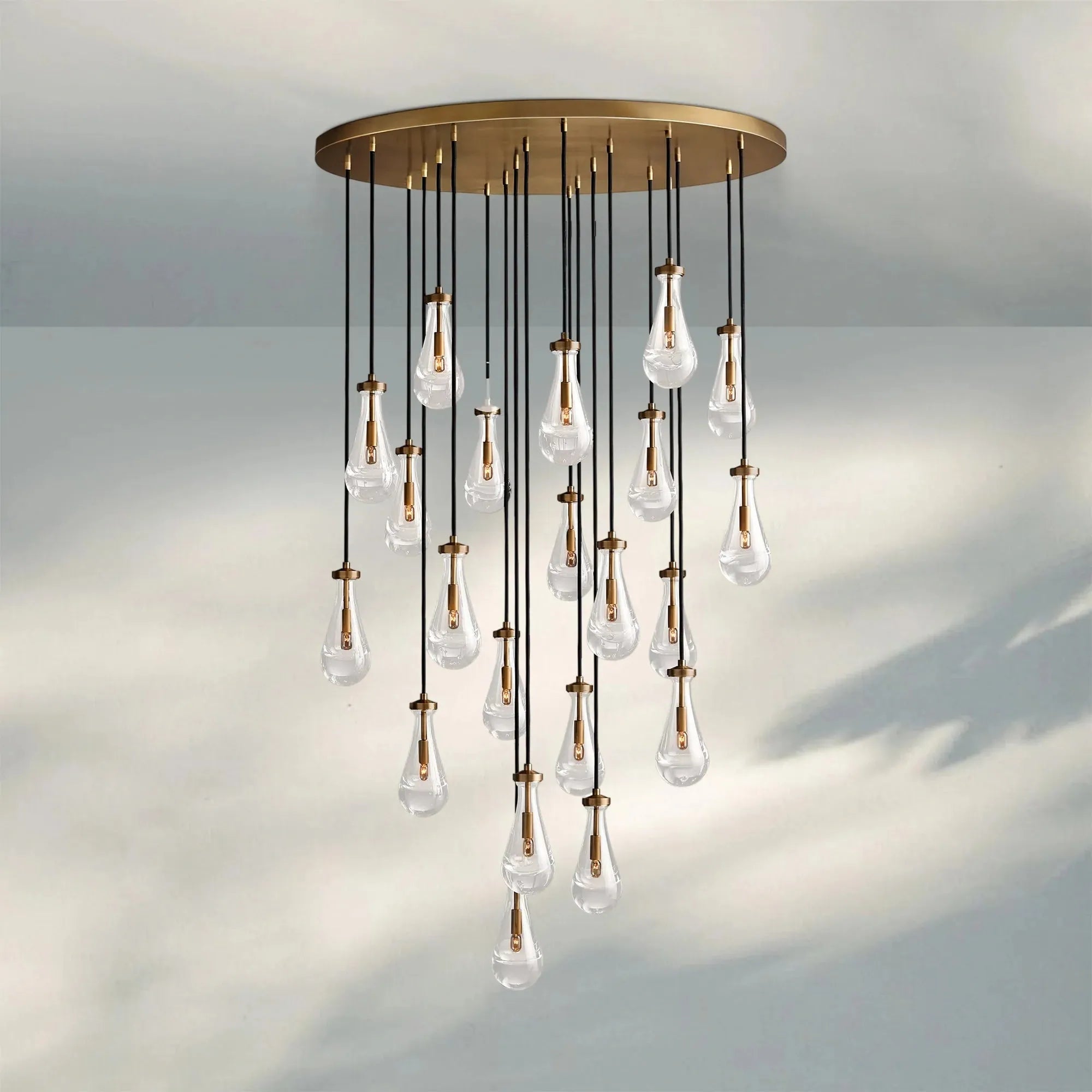 Raindrop Round Chandelier Modern Luxury Glass Chandelier For Living Room-47''-Vintage Brass-
