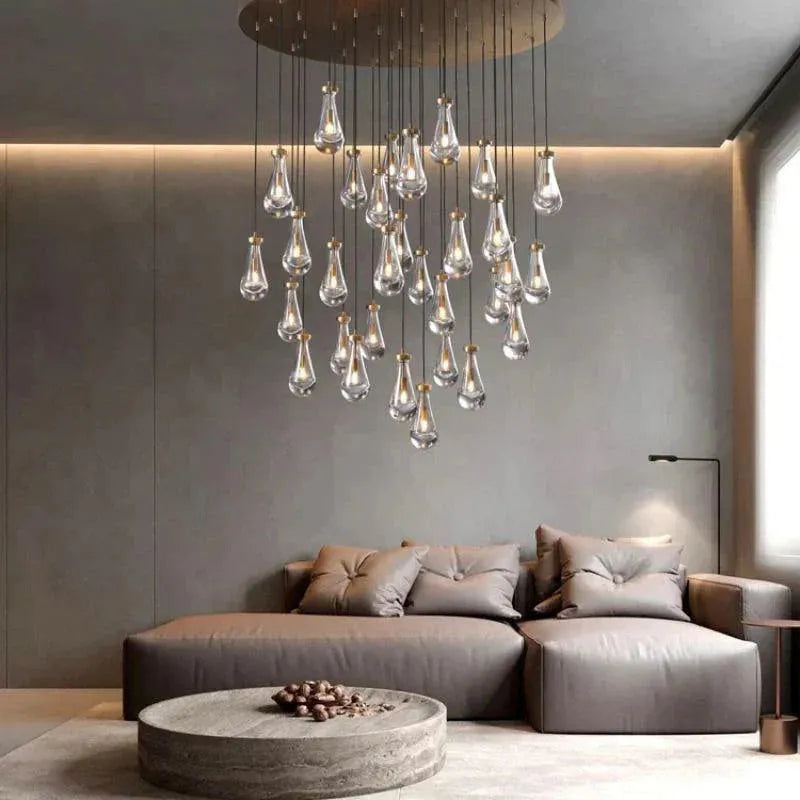 Raindrop Round Chandelier Modern Luxury Glass Chandelier For Living Room-Blushlighting