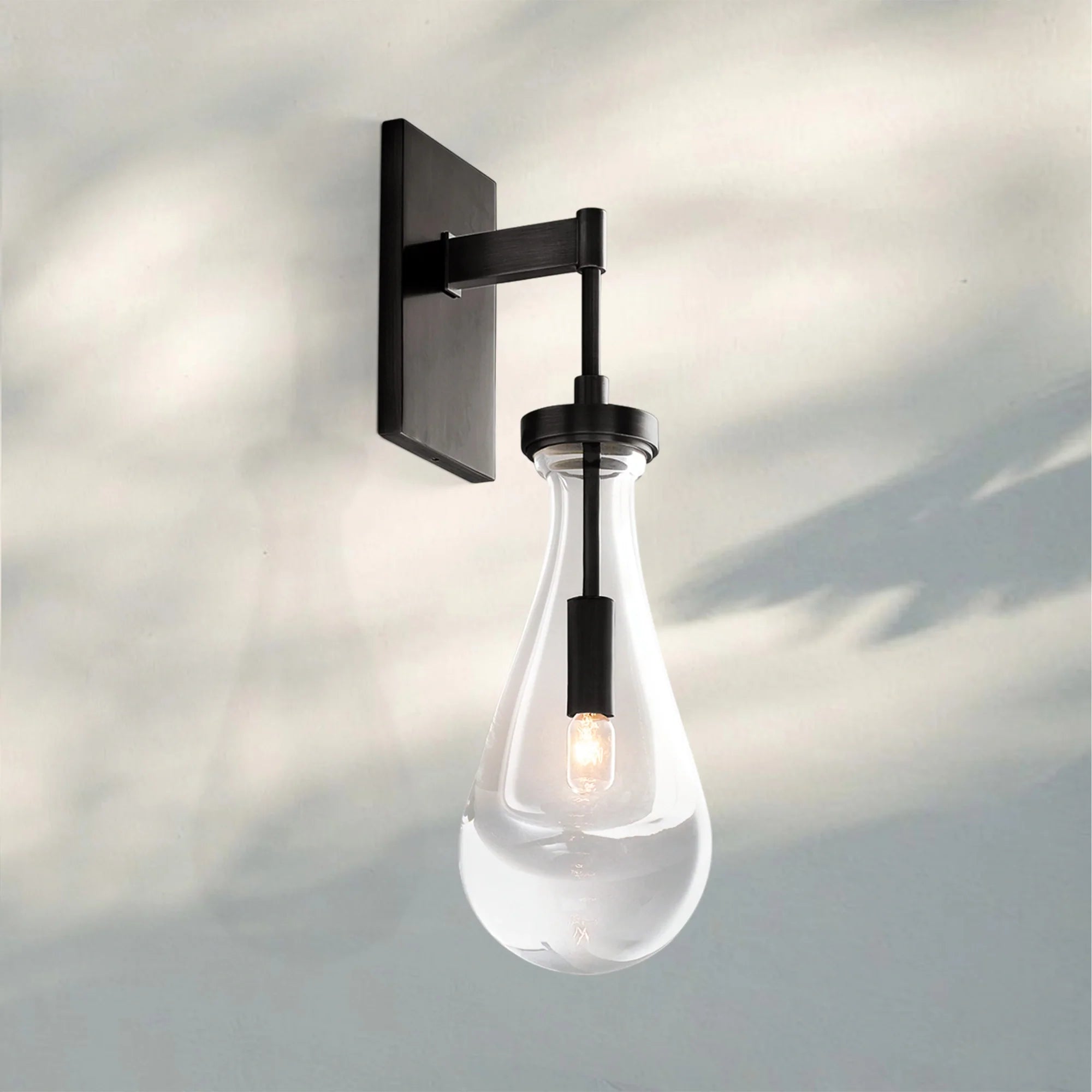 Raindrop Sconce Rod & Cord-wall sconce for bedroom,wall sconce for dining room,wall sconce for stairways,wall sconce for foyer,wall sconce for bathrooms,wall sconce for kitchen,wall sconce for living room-Matte Black-Cord-Blushlighting