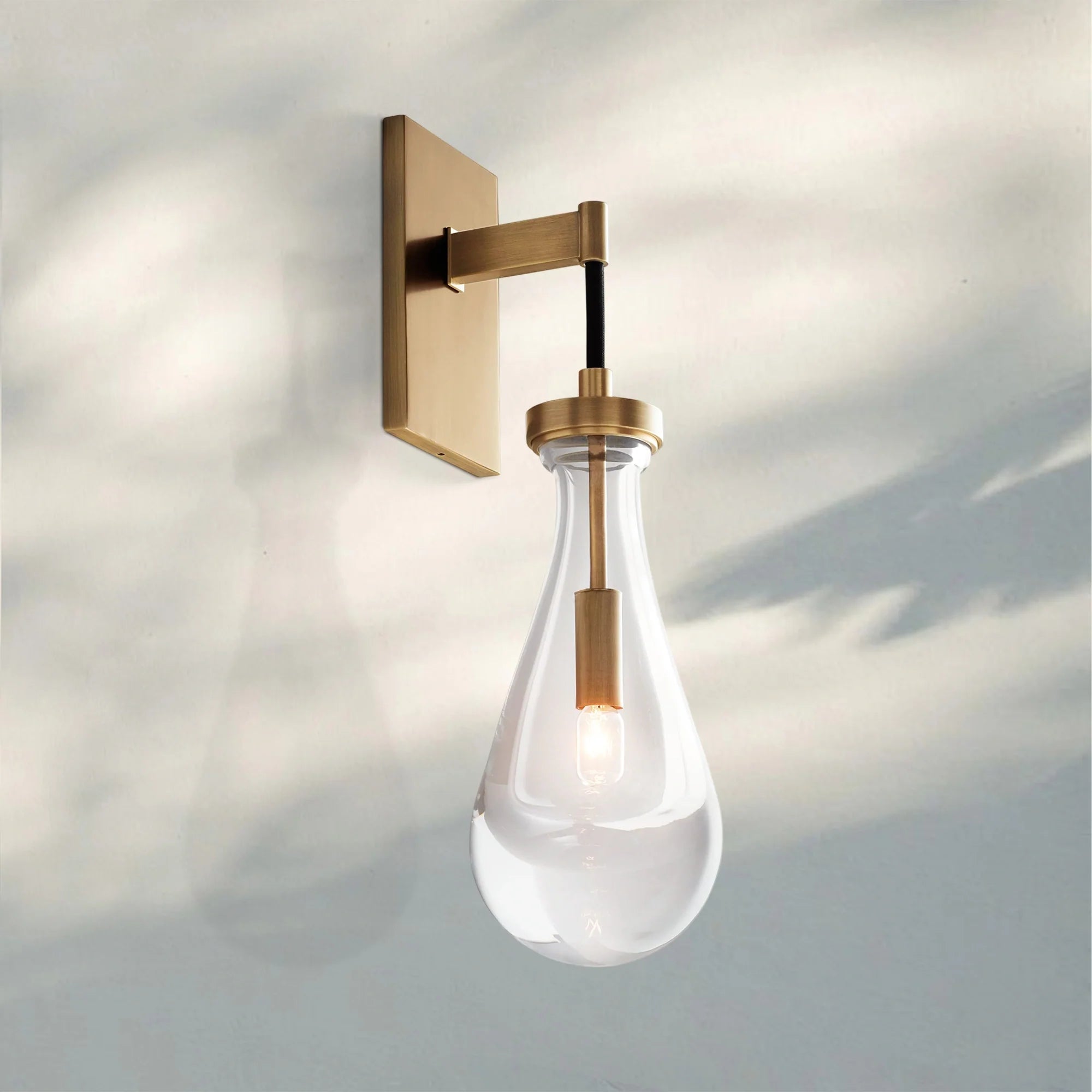 Raindrop Sconce Rod & Cord-wall sconce for bedroom,wall sconce for dining room,wall sconce for stairways,wall sconce for foyer,wall sconce for bathrooms,wall sconce for kitchen,wall sconce for living room-Vintage Brass-Cord-Blushlighting