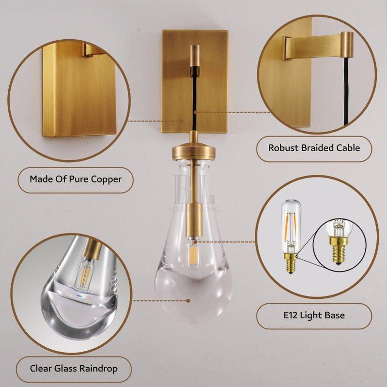 Raindrop Sconce Rod & Cord-wall sconce for bedroom,wall sconce for dining room,wall sconce for stairways,wall sconce for foyer,wall sconce for bathrooms,wall sconce for kitchen,wall sconce for living room-Blushlighting