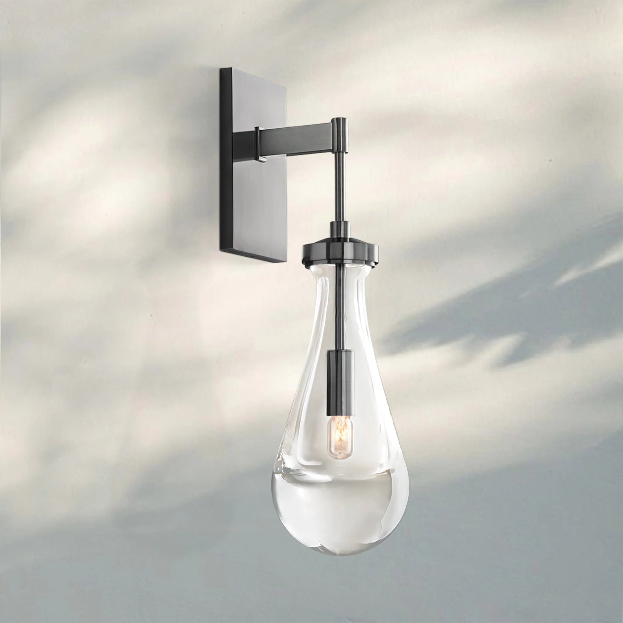 Raindrop Sconce Rod & Cord-wall sconce for bedroom,wall sconce for dining room,wall sconce for stairways,wall sconce for foyer,wall sconce for bathrooms,wall sconce for kitchen,wall sconce for living room-Matte Black-Rod-Blushlighting