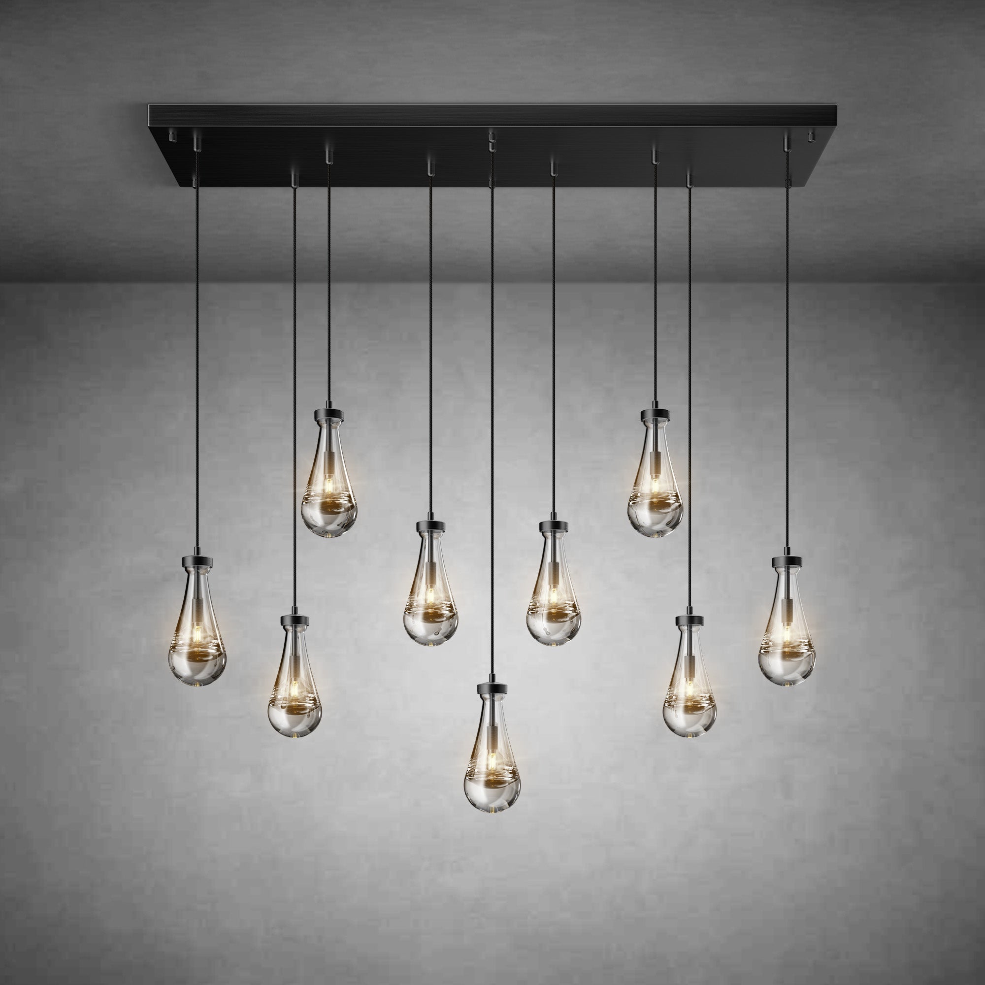 Raindrop - Shaped Island Pendant Lamp - 9 Lamps - BlackBlushlighting