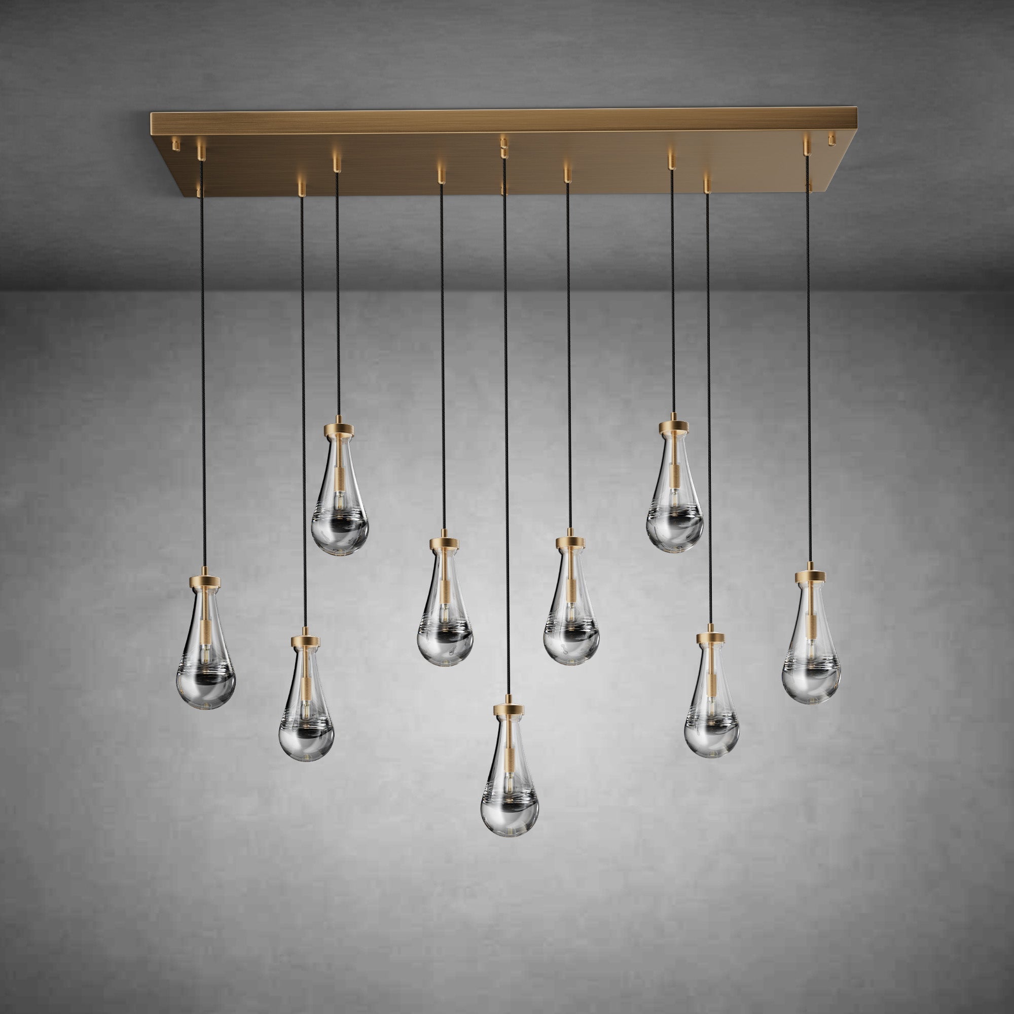 Raindrop - Shaped Island Pendant Lamp - 9 Lamps - BlackBlushlighting