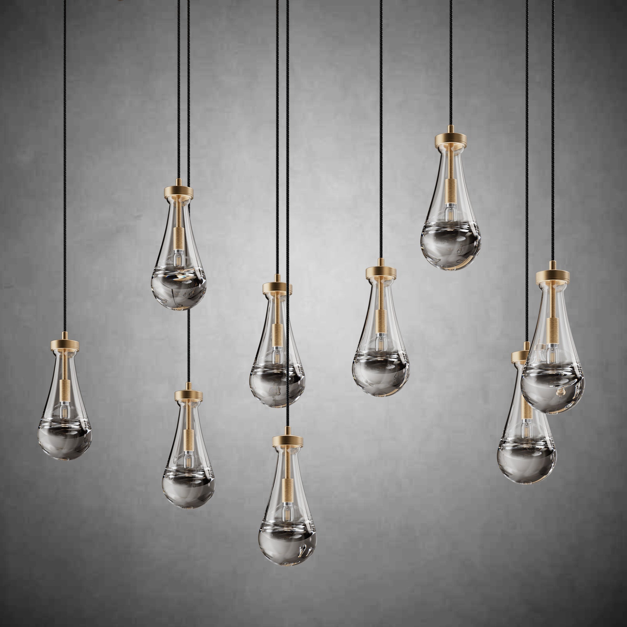 Raindrop - Shaped Island Pendant Lamp - 9 Lamps - BlackBlushlighting