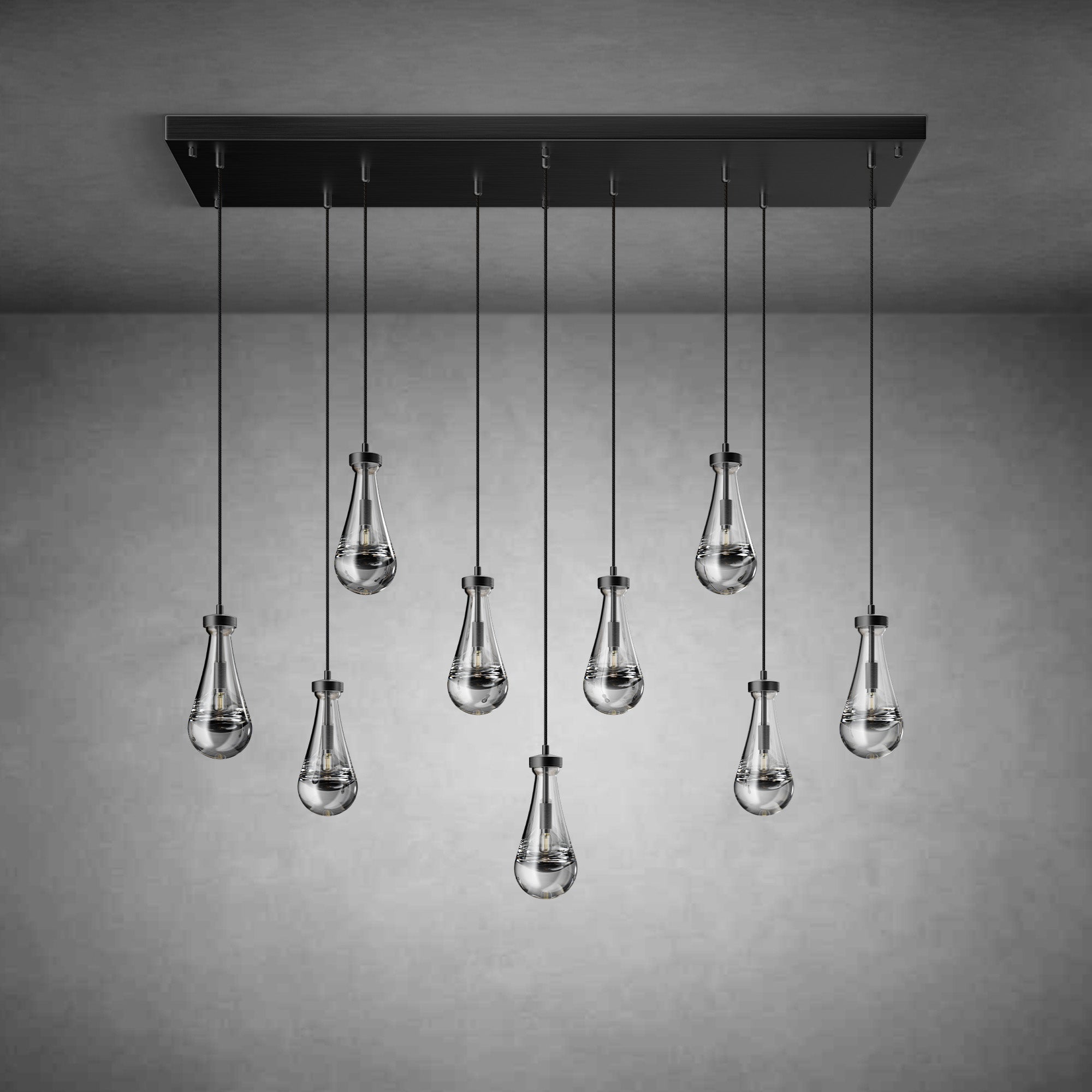 Raindrop - Shaped Island Pendant Lamp - 9 Lamps - BlackBlushlighting