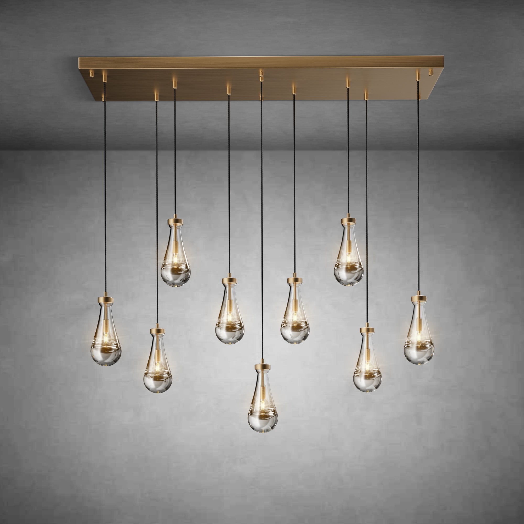 Raindrop - Shaped Island Pendant Lamp - 9 Lamps - GoldBlushlighting