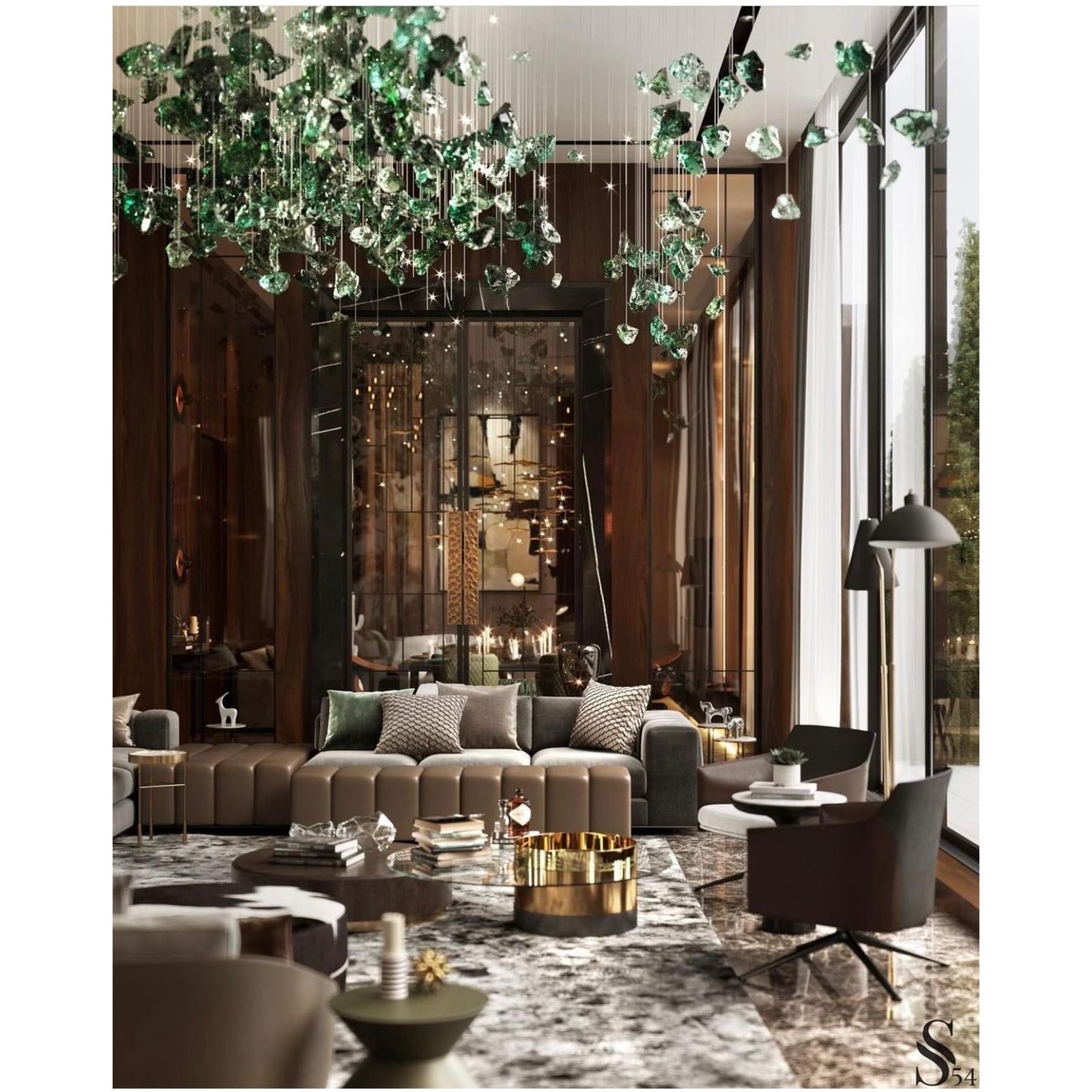 Rainfall Glass Gem Stone Chandelier-Chandelier-Blushlighting-Blushlighting