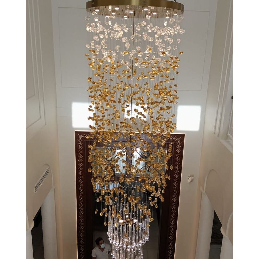 Rainfall Glass Gem Stone Chandelier-Chandelier-Blushlighting-Blushlighting