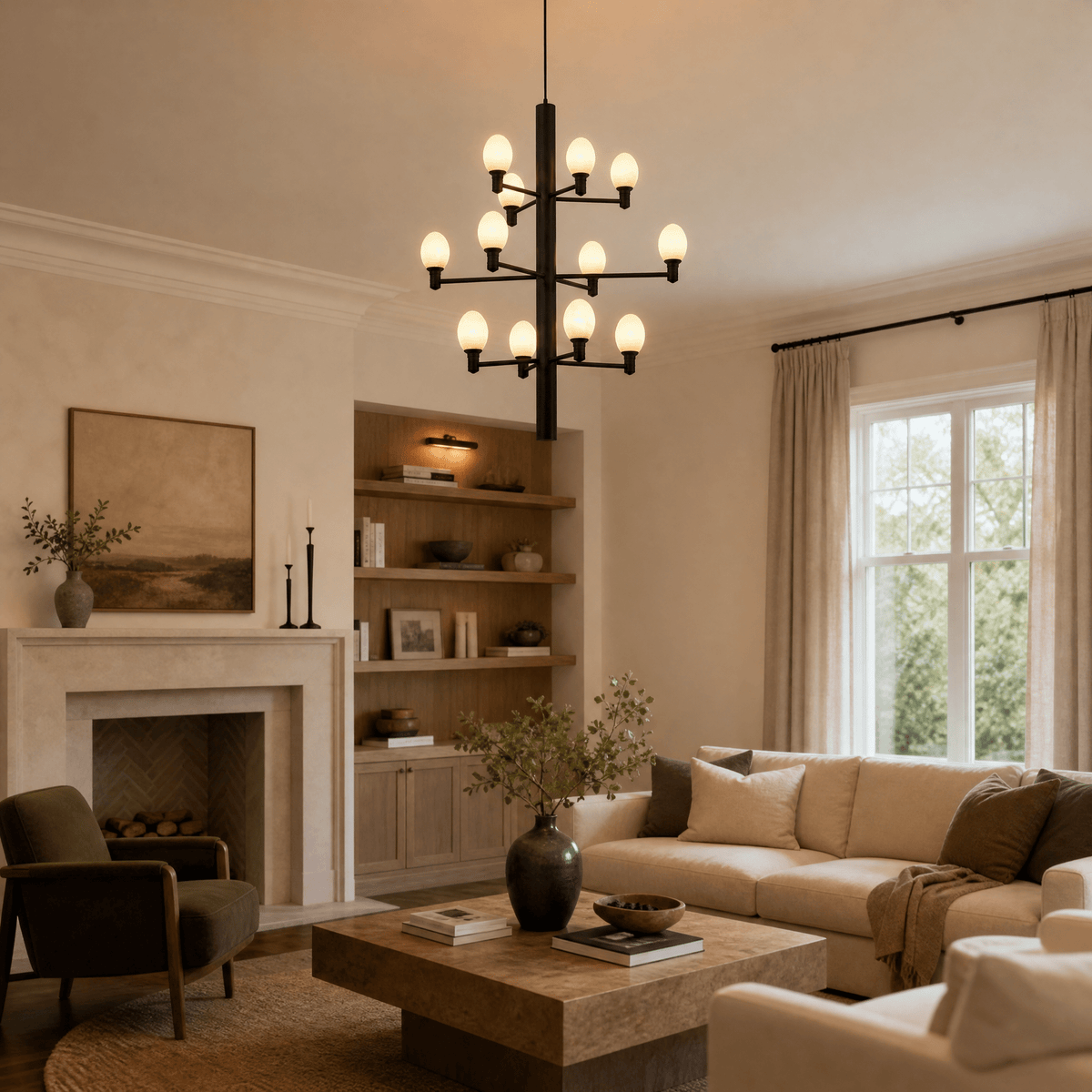 Ramo Alabaster Large Black Chandelier - D640×H730Blushlighting