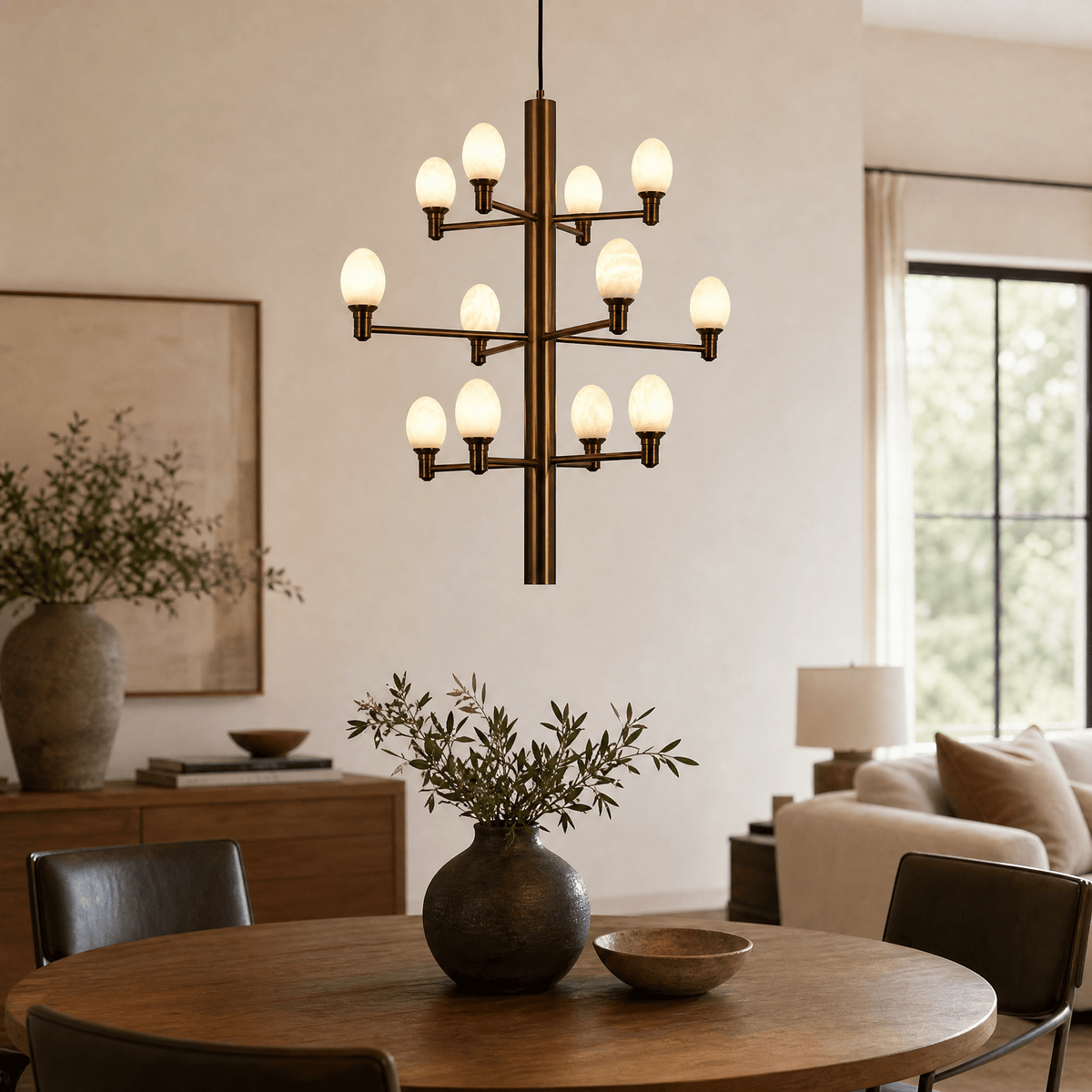 Ramo Brass Living Room Chandelier - D640×H730Blushlighting
