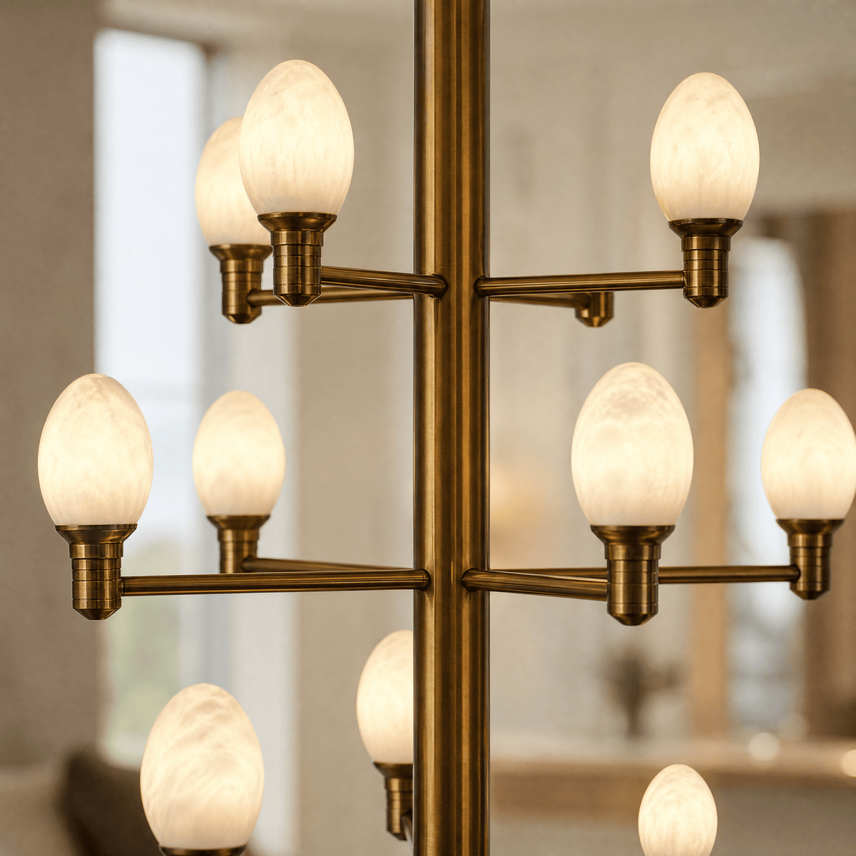 Ramo Brass Living Room Chandelier - D640×H730Blushlighting