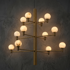 Large Alabaster Chandelier in brushed brass