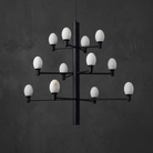 Large Black Chandelier in a dining room