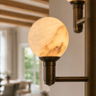 Ramo Modern Large Alabaster Globe Chandelier - D640×H730Blushlighting