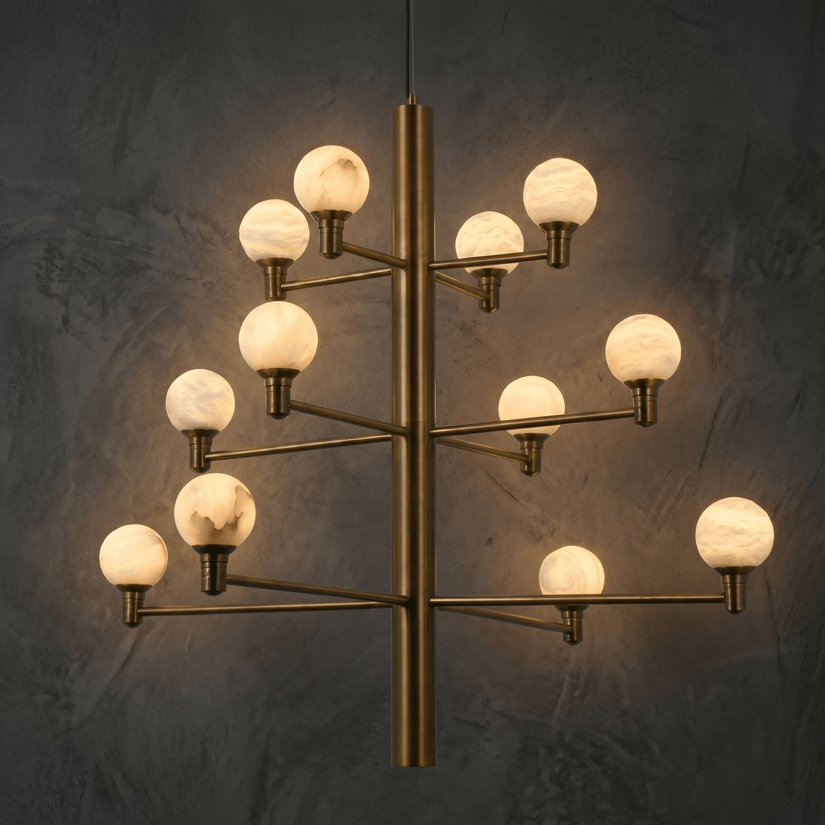 Ramo Modern Large Alabaster Globe Chandelier - D640×H730Blushlighting