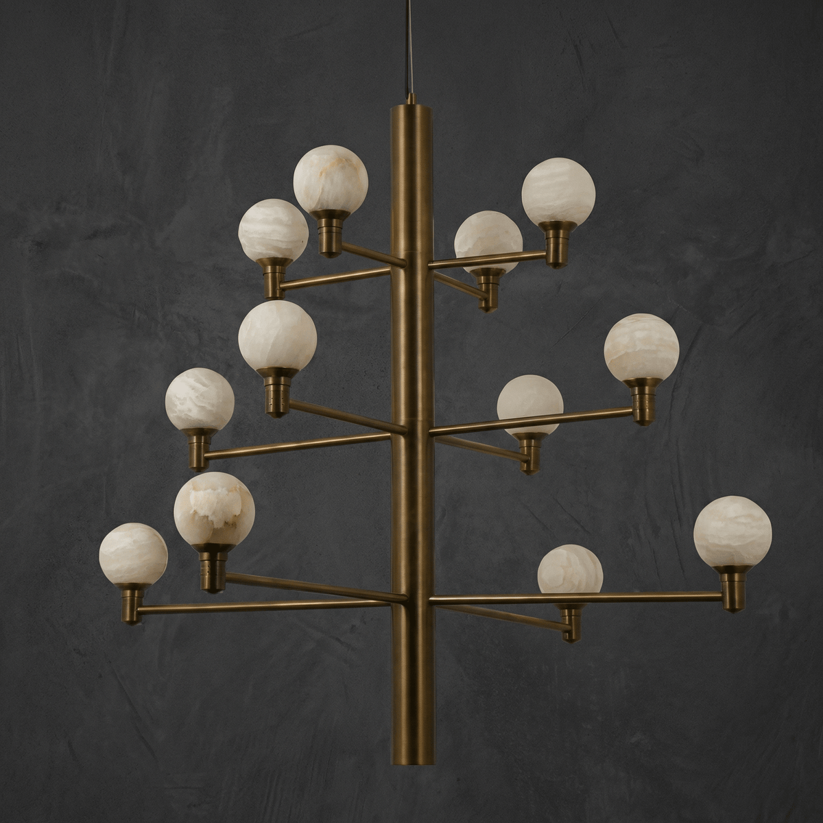Ramo Modern Large Alabaster Globe Chandelier - D640×H730Blushlighting