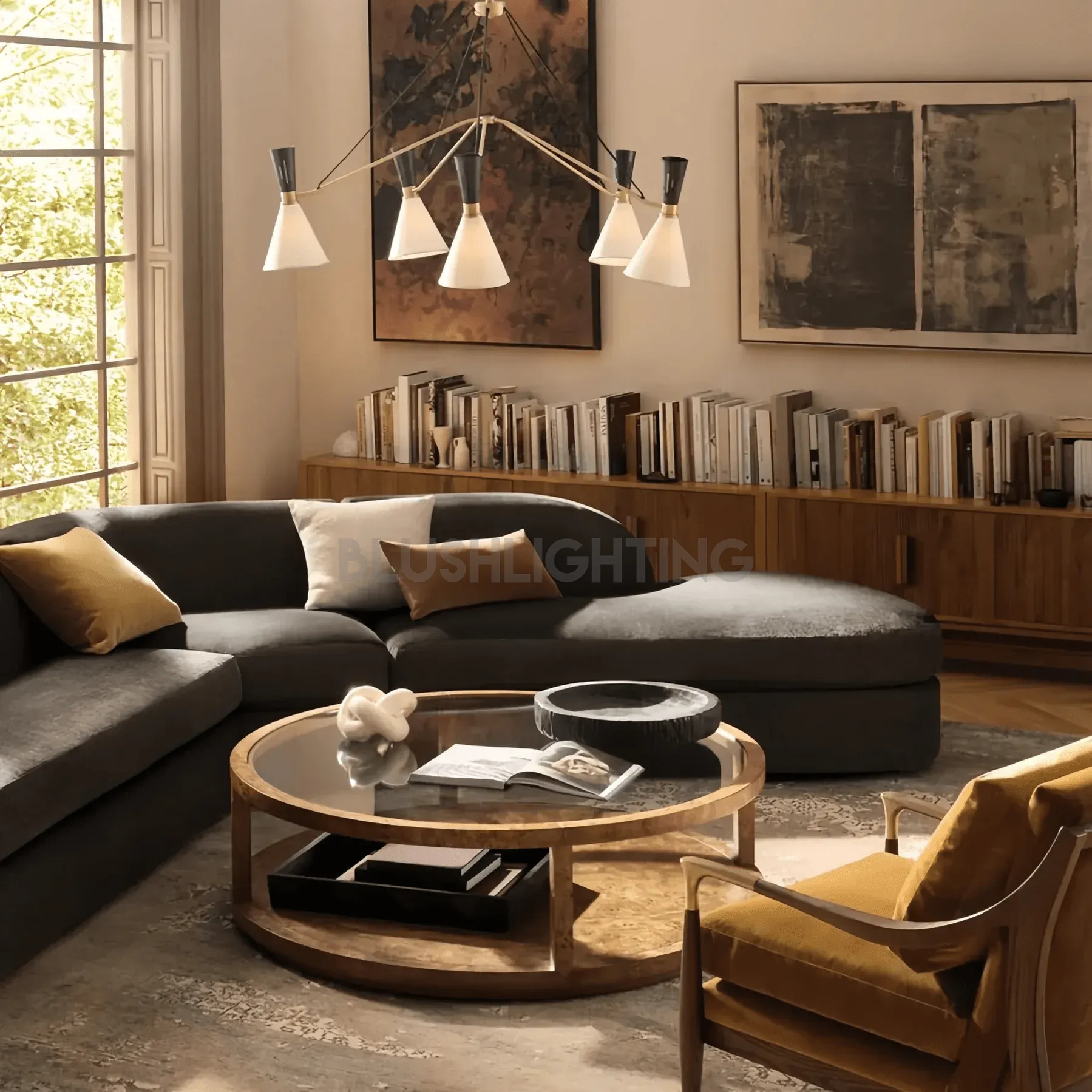 Ramsey 6 - Light Linear Chandelier - Blushlighting